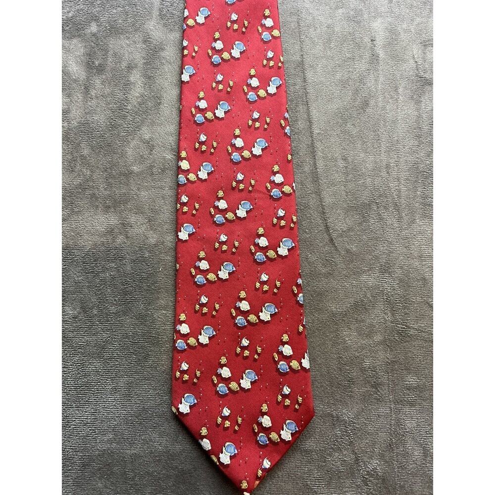 GORGEOUS Brooks‎ Brothers Red with Blue Tropical Fish Silk Tie